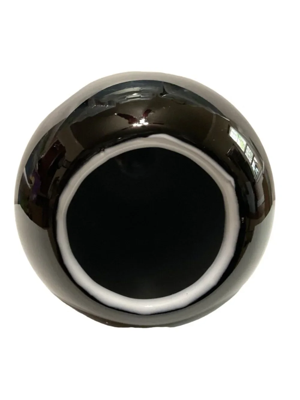 Murano Art Glass Black Cased Glass Vase Hand Blown White Circles Polished 13